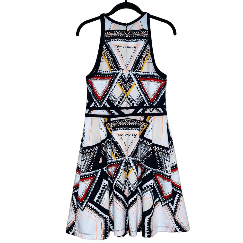 Mossimo Geometric Black and White Dress with Red and Orange Accents Size Medium - Picture 2 of 5